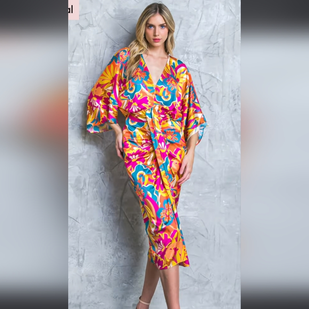 ***NWOT***New York & Company Vibrant Floral Midi Dress